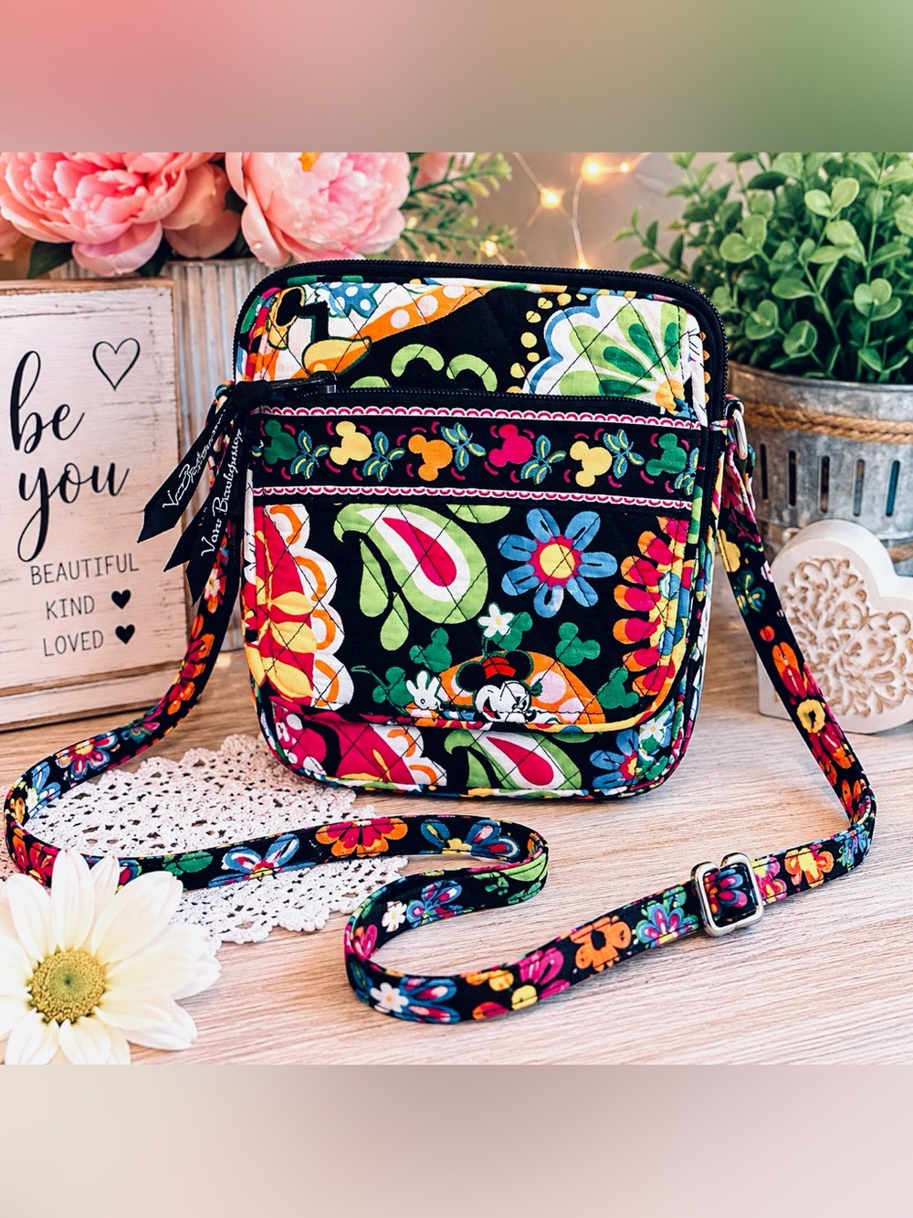 Vera Bradley Disney Parks Floral Mickey Mini Crossbody Bag